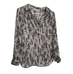 Ann Taylor Loft Leopard Print Blouse Size MP